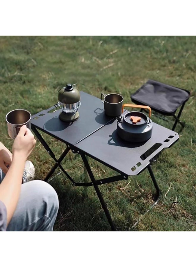 ChenDa Camping Portable Folding Table - Multifunctional Carbon Steel Outdoor Table for Picnic, BBQ & Fishing, Tactical Design with Storage Bag and Light Stand - Image 2
